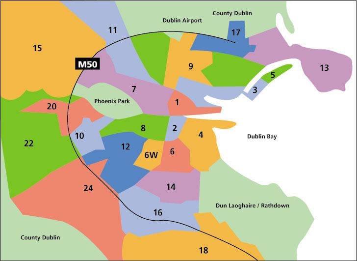 mapa Dablin područja